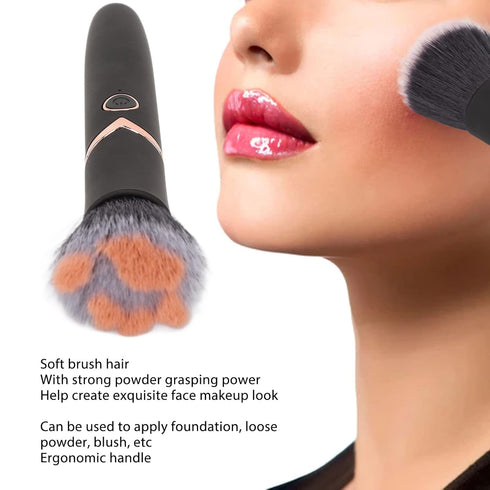 Powered Electric Makeup Brush - 10 Gears Vibration Loose Powder Brush for Blending and Contouring, Black