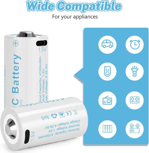 winbasic (6Pack, USB Rechargeable Batteries C)