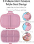 Holii Portable Travel Pill Organizer, 8 Compartments Daily Pill Box for Vitamins, Small Medicine Container (Pink)