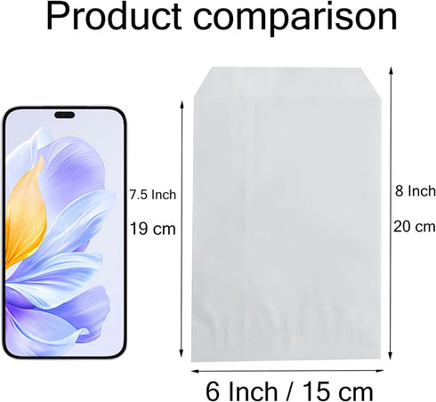 FOCCIUP 6x8 Inch 100 Pcs Small Flat Paper Bag, Semi-Transparent Glassine Bags for Party Favor