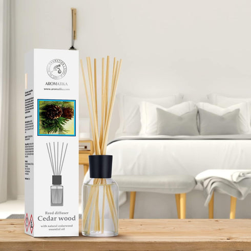 Aromatika Cedarwood Reed Diffuser 3.4 Fl Oz - Scented Essential Oil Diffuser Gift Set for Home Aromatherapy
