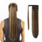 SEIKEA Clip in Ponytail Extension, Wrap Around Straight Hair for Women (28", Brown/Ash Blonde Mix)