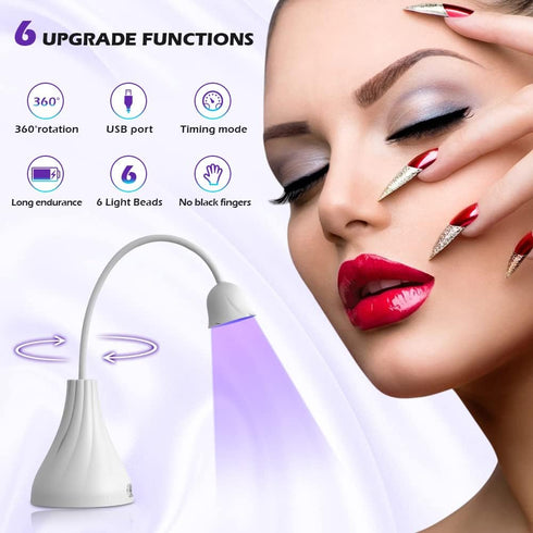 LED UV Nail Lamp, Mini U V Light for Gel Nails, 18W Rechargeable Nail Light Dryer with 60s Timers