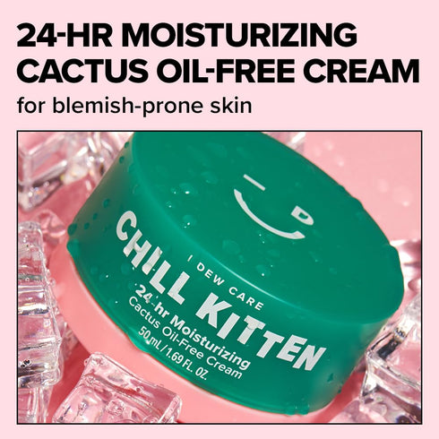 I DEW CARE Heartleaf Face Cream - Chill Kitten, Moisturizer with Moringa Seed, Prickly Pear, Aloe Vera Gel