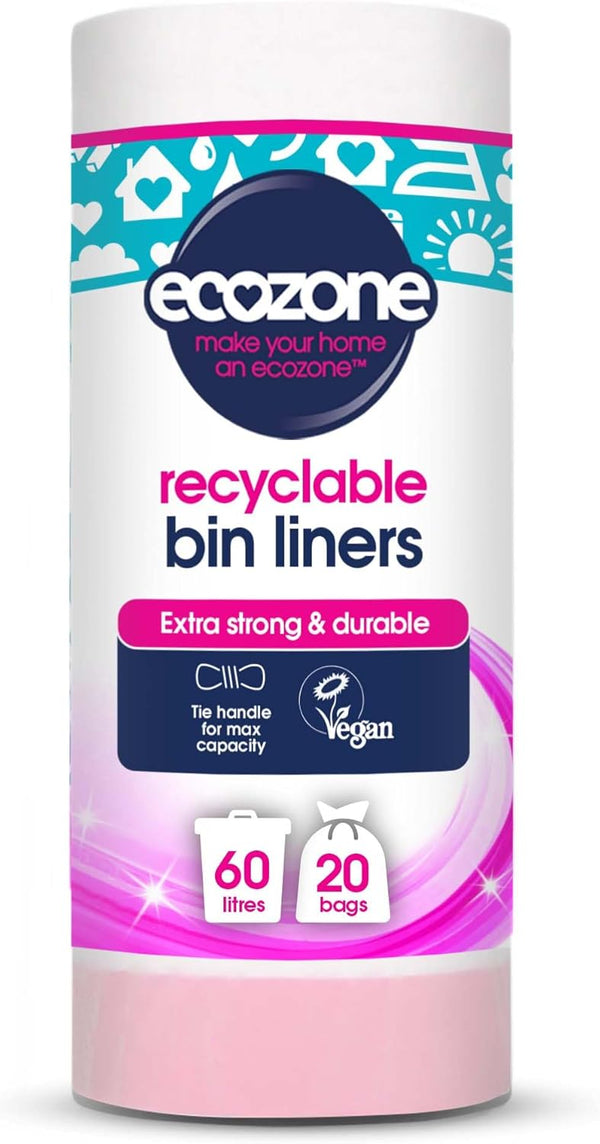 Ecozone’s 100% Biodegradable Bin Liners, 60 Litres, 20 Bags