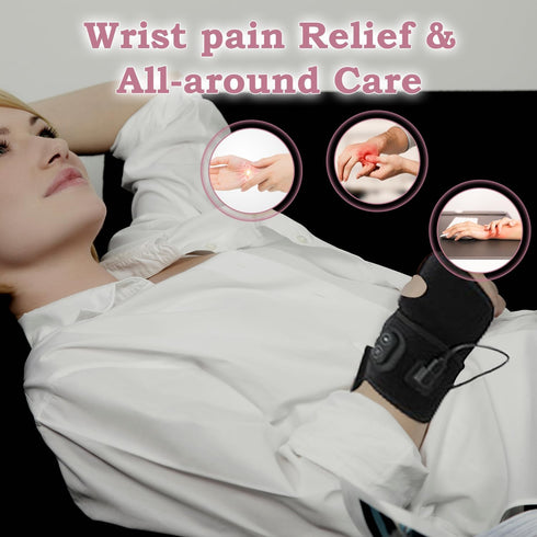 WOOLALA Common Heated Wrist Brace with Massager USB Portable Electric Heating Pad for Carpal Tunnel and Tendonitis