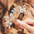 Unicra Bridal Hair Pins, Pack of 2 Rose Gold Crystal Flower Hair Accessories for Women and Girls Party Hair Clips