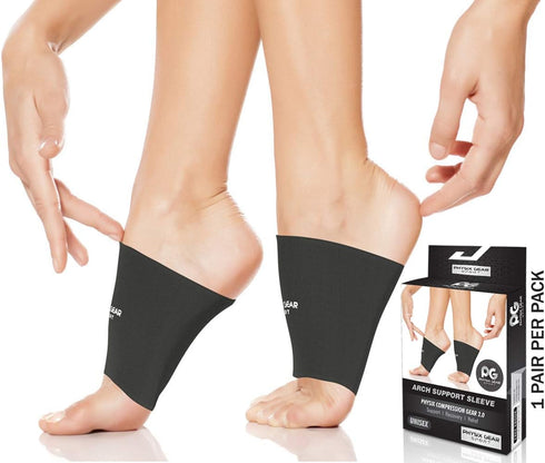 Physix Gear Arch Support Bands for Foot Discomfort, Compression Bands for Plantar Fasciitis, Arch Sleeves, Foot Arch,