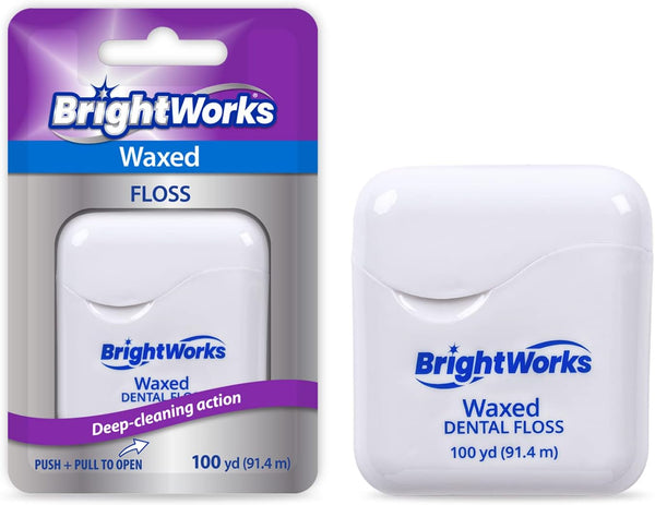 BrightWorks Dental Floss Waxed, 100 Yards (Pack of 4)