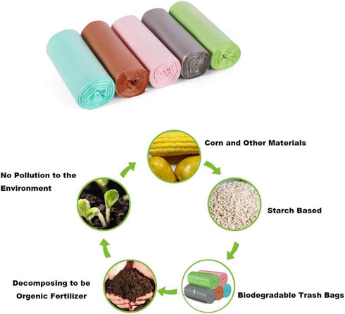 Magesh 4 150 Count 4 Small Trash Bags Biodegradable, Gallon Trash Bag/Garbage Bags, Extra Strong Small Garbage Bags