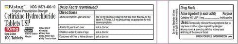 Cetirizine 10 mg Antihistamine Tablets - Generic for Zyrtec 24 Hour Allergy - 100 Tablets, 4 Pack Total 400 ct.