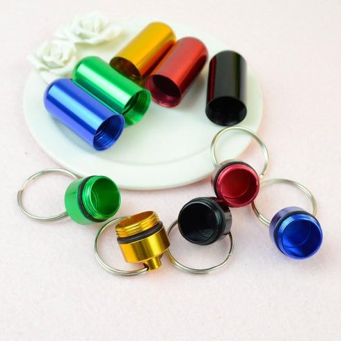 Onwon Waterproof Aluminum Pill Box Case, Keychain Container, 6 Pcs in 6 Colors
