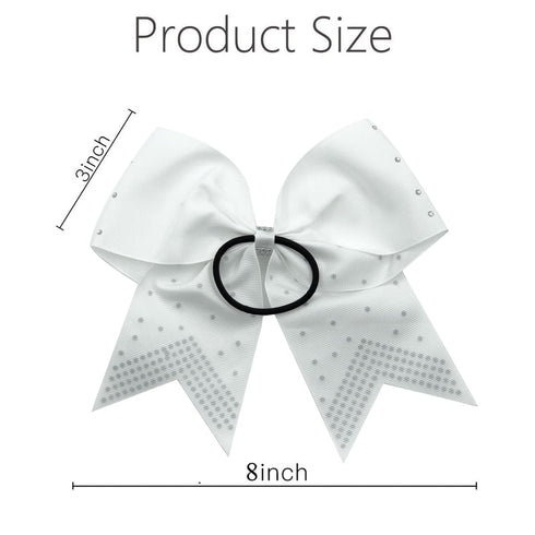 Hipcheer 12PCS Large Cheer Hair Bows for Girls, Hand-made 8" Rhinestones Grosgrain Ribbon Hair Accessories