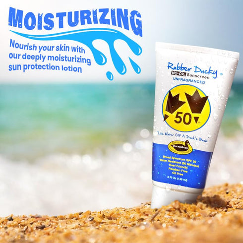 Rubber Ducky Vitamin E Sunscreen with SPF 50, Water-Resistant Broad Spectrum Lotion for Face and Body (2pcs., 5oz)