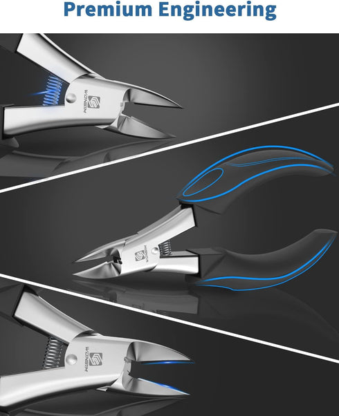 Toenail Clippers, Professional Podiatrist Grooming Tool for Thick or Ingrown Nails, Stainless Steel Sharp Curved Blade
