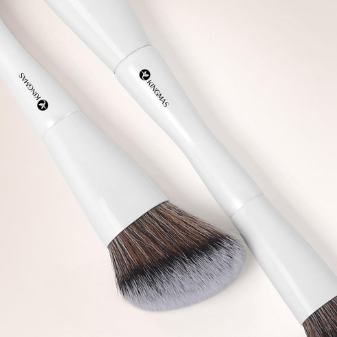 KINGMAS Angled Foundation Brush - Double-ended Kabuki Makeup Brush for Liquid, Cream, Powder, Blending
