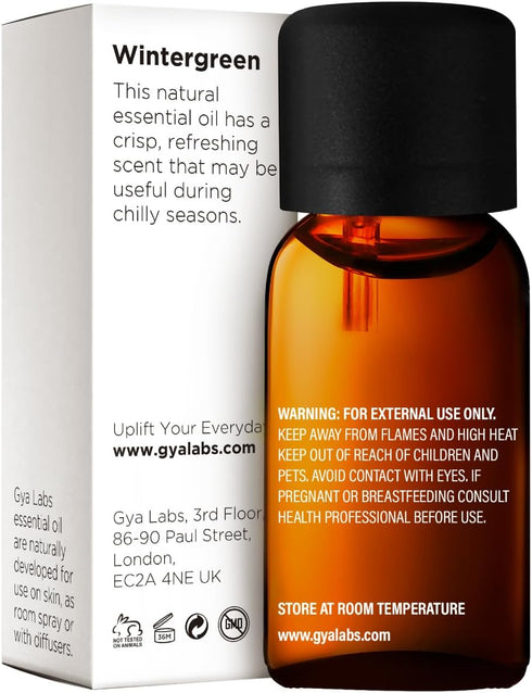 Gya Labs Wintergreen Essential Oil for Diffuser, 0.34 Fl Oz, 100% Pure Natural Oil for Skin, Hair, Massage