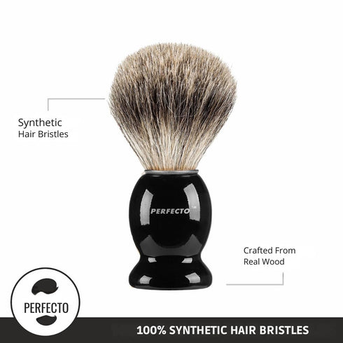 Perfecto Synthetic Bristles Shaving Brush for Men, Engineered for the Best Shave, Barbers Accessories, Gift For Him