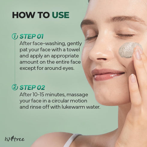 IsNtree Mugwort Calming Clay Mask 100ml, Korean Skincare for Deep Pore Cleansing & Sebum Control