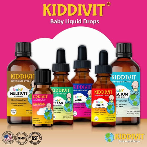Immune 100mg 60 2oz Kiddivit Baby Lactoferrin Liquid Drops Gentle Support Supplement Formula with Prebiotic Inulin
