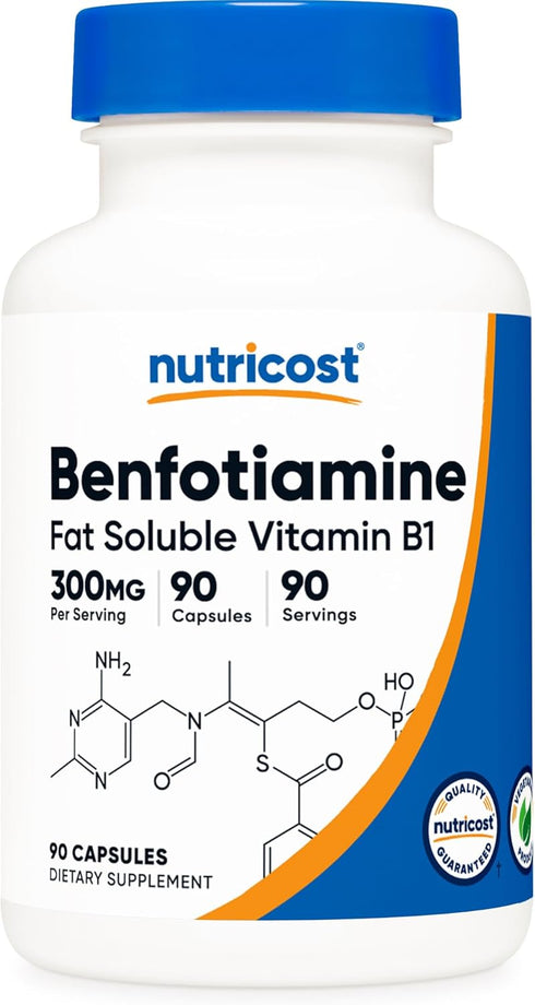 Nutricost Benfotiamine 300mg, 90 Capsules - Vegetarian Friendly, Gluten Free, Non-GMO
