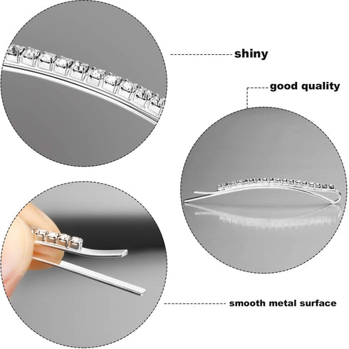 TecUnite 16 Pcs Rhinestone Bobby Pins - Bling Decorative Hair Clips for Women, Bridal Wedding Party, 2.36 Inch