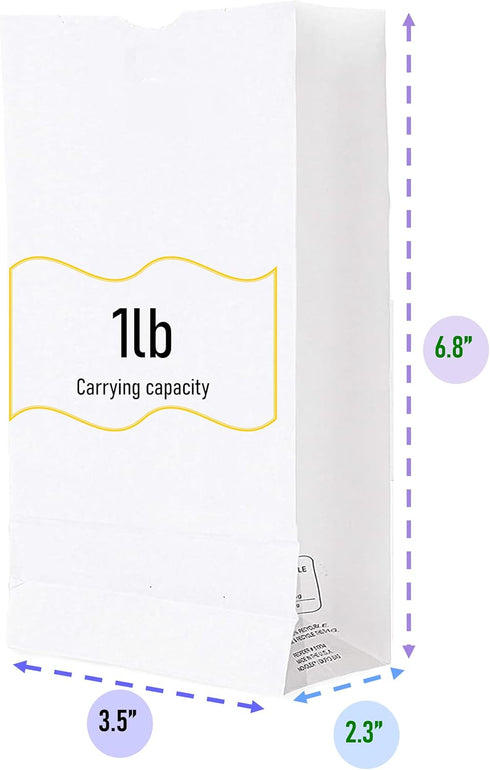 Mr Miracle Paper Bags Pack of 100 (White, 1LB) by Mr Miracle