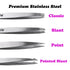 Tweezers Set 4-Piece Professional Stainless Steel - Gift with Travel Case by Aumelo, Best Precision Eyebrow Tweezer