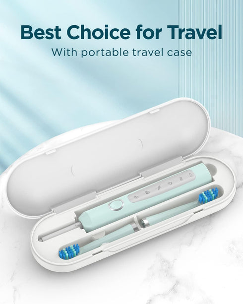 RAPHARY 4 120 8 Sonic Electric Toothbrush for Adults - Rechargeable, Modes, Green, Days Battery Life, Travel Case
