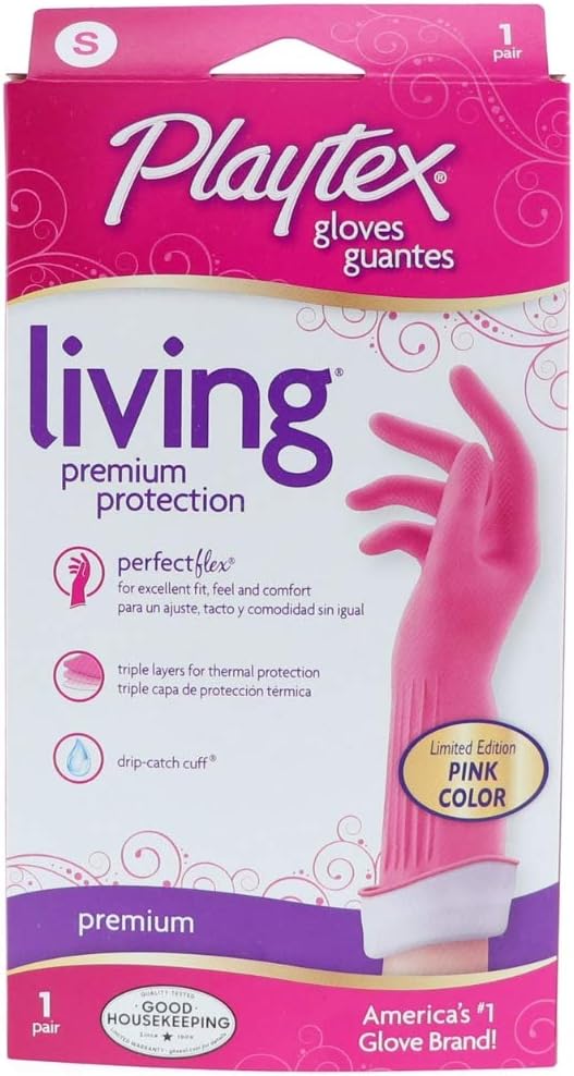 Playtex Living Reusable Rubber Cleaning Gloves, Small, 5 Pairs, Premium Protection Household Gloves