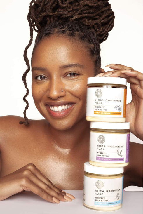 Shea Radiance P.U.R.E. Whipped Shea Butter with Colloidal Oatmeal, Lavender Bliss, 5 oz, Moisturizing Rice Bran Oil