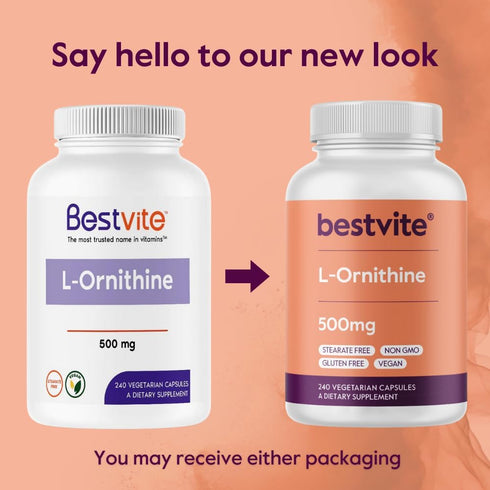 BESTVITE L-Ornithine 500mg (240 Vegetarian Capsules) - Vegan, Non-GMO, Gluten-Free, No Stearates or Fillers