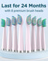 M5 Sonic Electric Toothbrush for Adults - Sakura Pink, Rechargeable with 8 Heads & Travel Case, 120 Days on 3 Hours