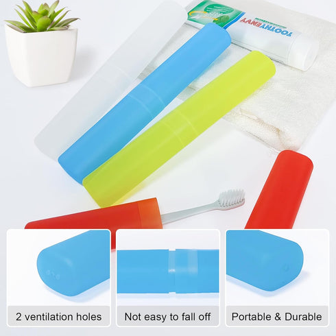 4 Pack Portable Travel Toothbrush Case, Transparent Plastic Toothbrush Holder for Home, Travel, Business, Camping,