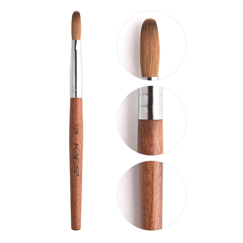Kolinsky Sable Acrylic Nail Art Brush, Professional Red Wooden Nail Brush (12#) for Nail Design