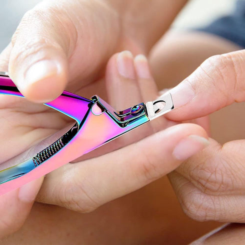 Professional Acrylic False Nail Clippers, Nail Tip Cutter for Acrylic Nails and Manicure Tool (Rainbow)