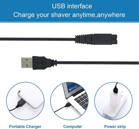 Razor Charger USB and Solo Replacement Heads Compatible with Microtouch Solo Mens Shaver Electric Micro Trimmer(1 Razor Blade & 1 USB Charger Cable & 1 Clean Brush)