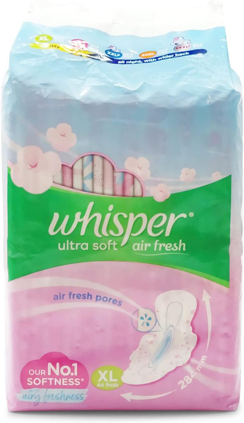 WHISPER Ultra Soft 2X Softer Sanitary Pads - 50 Count Extra Large (XL)