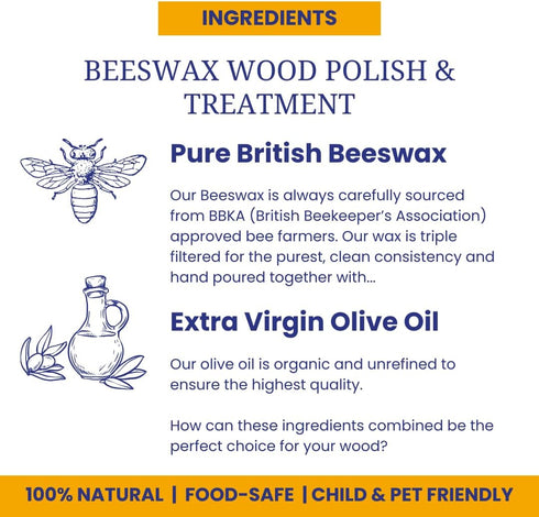 Beeswax Furniture Polish & Conditioner for Wood - Natural, 10.5 Fl Oz, Enhances and Protects Wooden Surfaces