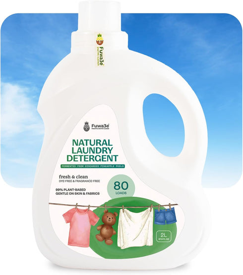 Fuwa3e Pineapple Enzyme All Natural Laundry Detergent, Unscented Fresh & Clean, 67.6oz, 80 Loads, Non Toxic.