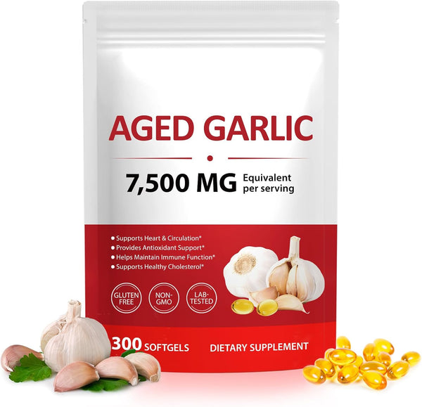 WOJBALMN 2 Years Aged Garlic Extract Capsules 300 Count 7500mg Garlic Supplement for