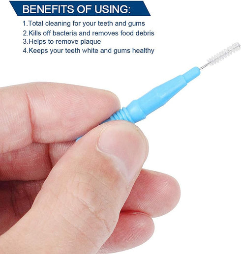 ewinever 50 Count Interdental Brush - Toothpicks Tooth Flossing Head for Oral Dental Hygiene (3 Sizes)