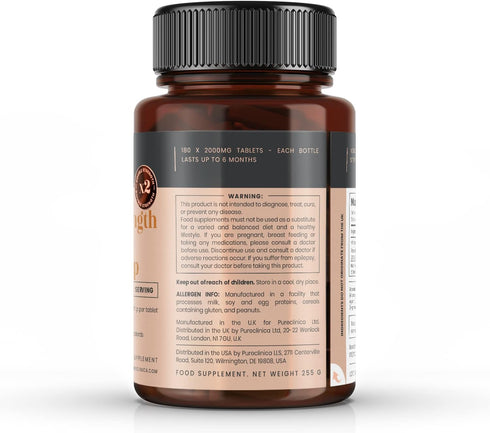 pureclinica Vitamin C with Rosehip, 2000mg (1000mg VIT C & 1000mg Rosehip Extract) x 180 Tablets - 6 Months Supply
