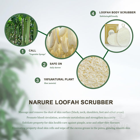 Natural Loofah Exfoliating Body Scrubber, 6 Pack Shower Sponge for Men and Women’s SPA