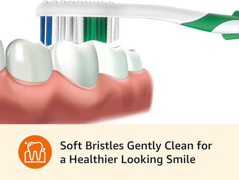 Amazon Basics Clean Plus Toothbrushes, Soft, 10 Count - Assorted Colors (Previously Solimo)
