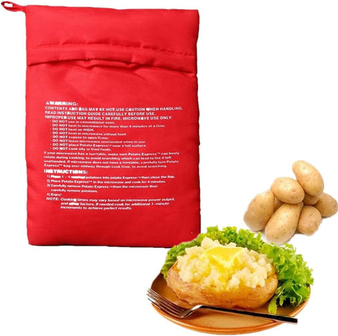 Lxzcelrt 2 Pack 4 Microwave Potato Bag Reusable Red Reusable Microwave Cooker Potato Pouch Baked Potatoes Bag Just