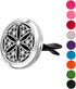 Wild Essentials Flower of Life Essential Oil Car Vent Diffuser with 12 Color Refill Pads, Stainless Steel Locket
