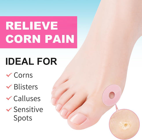 JUMPOW 90 Pcs Corn Cushions Callus Pads, Corn Removers for Feet, Soft Foam Callus Cushions, Corn Protectors, Self-Stick