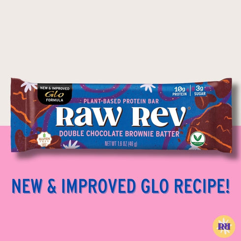 Raw Rev Vegan High-Protein Bars, Double Chocolate Brownie Batter, 10g Plant Protein, 12 Count, 1.6 Oz