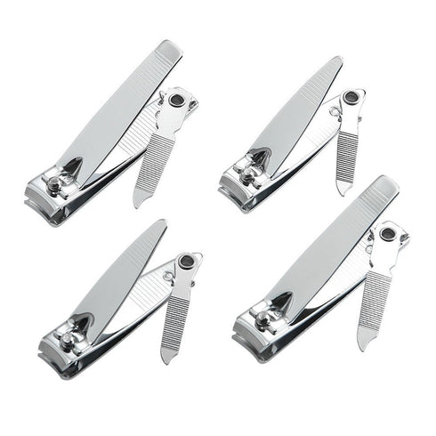 QLL 4 Pcs Nail Clippers for Fingernails and Toenails - Sharp Stainless Steel Clipper with Swing Out Nail Cleaner/File